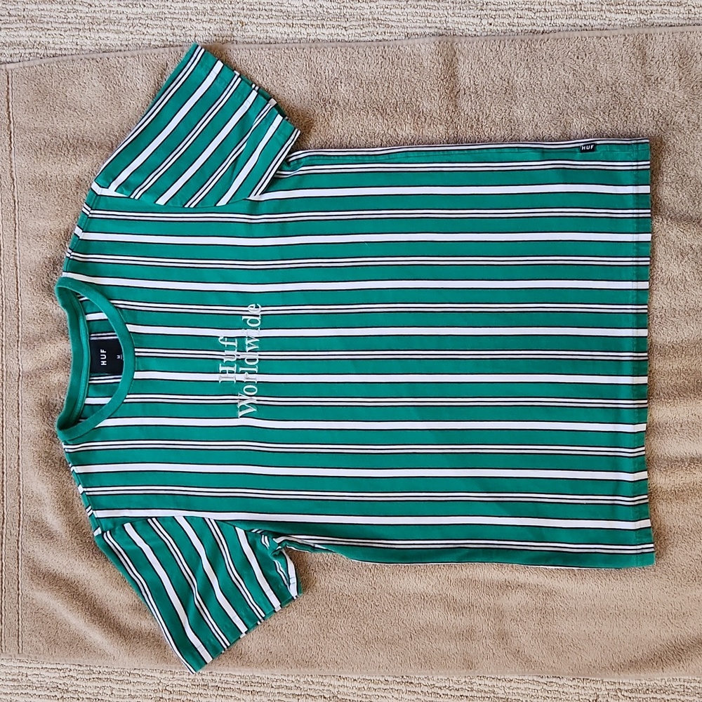 Huf Worldwide Striped Tee Size Medium